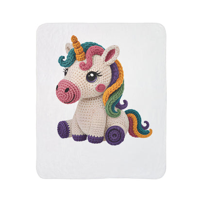 Unicorn Crochet Plush Fleece Sherpa Blanket