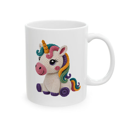Unicorn Crochet Ceramic Mug — Cute Rainbow  Coffee Cup