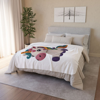 Unicorn Crochet Plush Fleece Sherpa Blanket