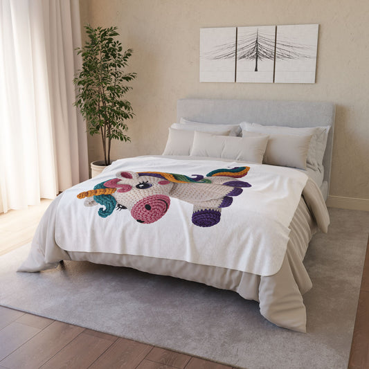Unicorn Crochet Plush Fleece Sherpa Blanket