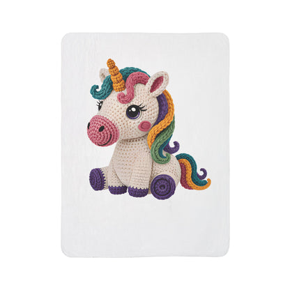 Unicorn Crochet Plush Fleece Sherpa Blanket