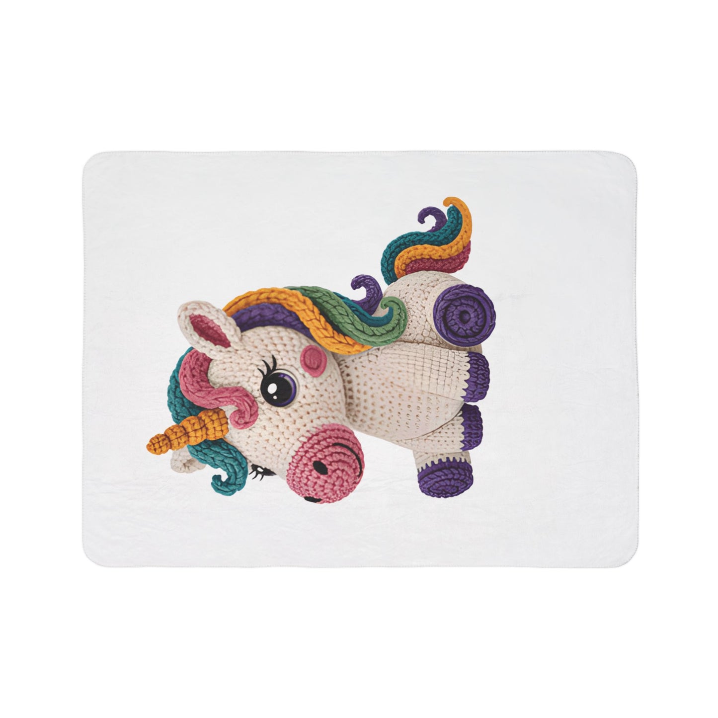 Unicorn Crochet Plush Fleece Sherpa Blanket