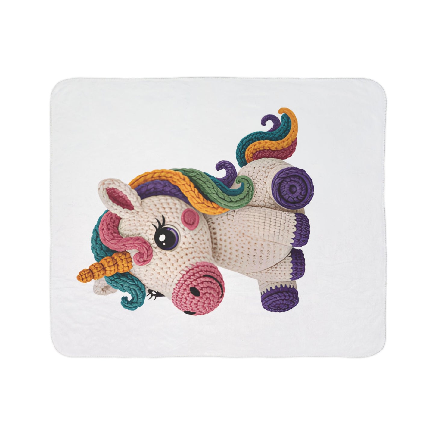 Unicorn Crochet Plush Fleece Sherpa Blanket