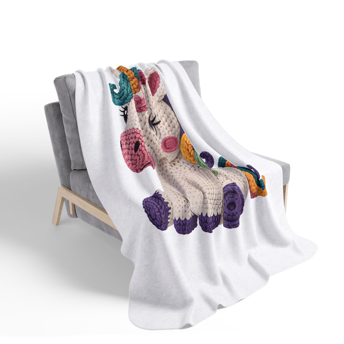 Unicorn Crochet Plush Fleece Sherpa Blanket
