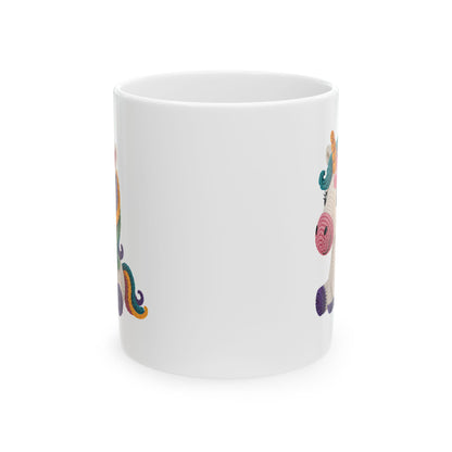 Unicorn Crochet Ceramic Mug — Cute Rainbow  Coffee Cup