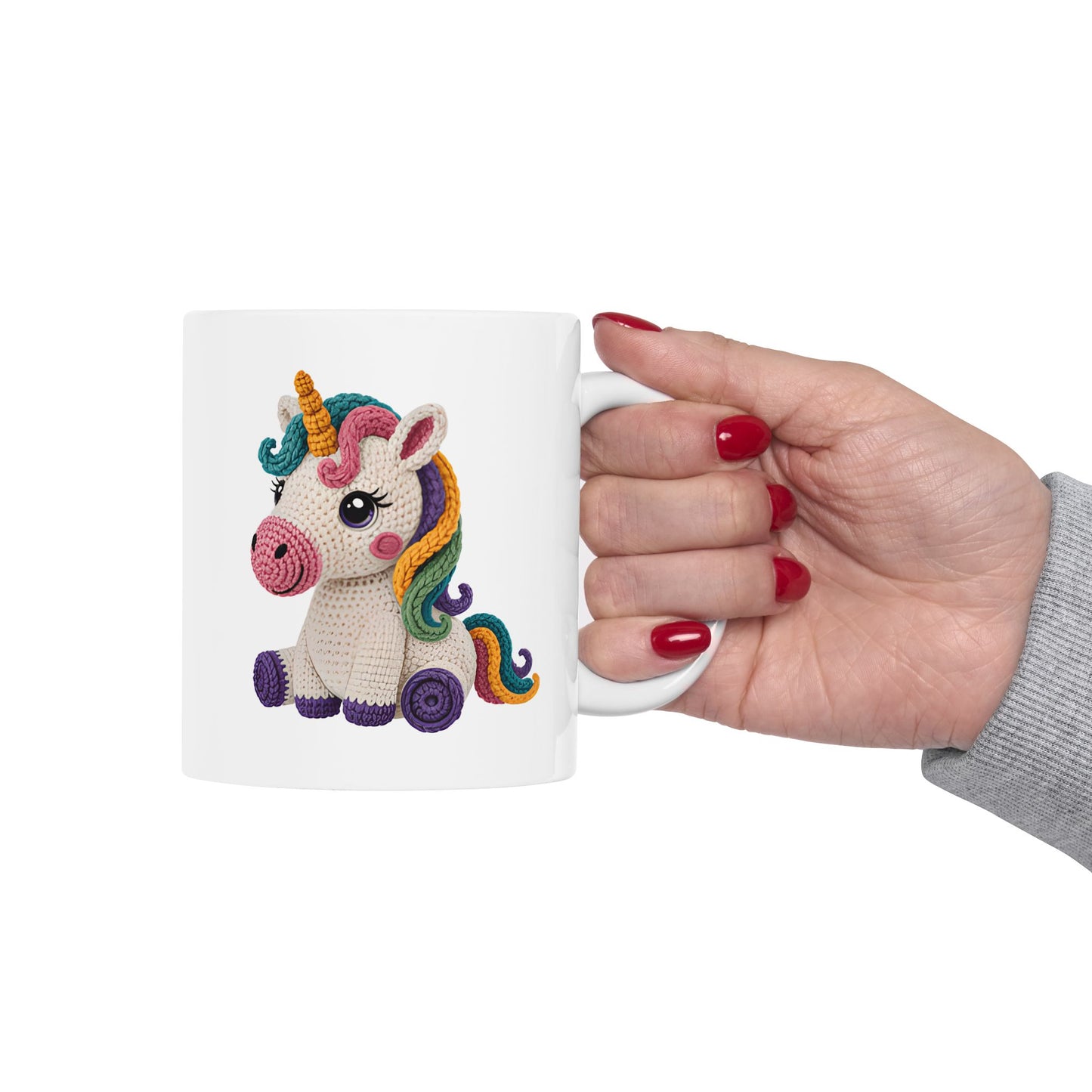 Unicorn Crochet Ceramic Mug — Cute Rainbow  Coffee Cup