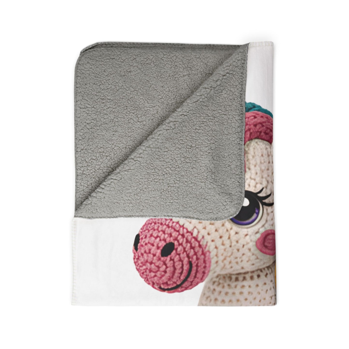 Unicorn Crochet Plush Fleece Sherpa Blanket